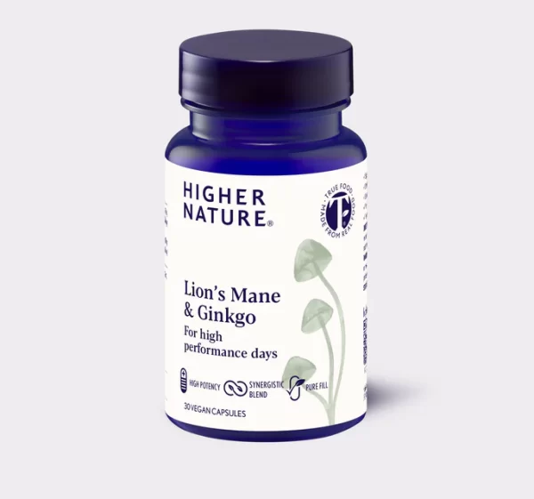 Higher Nature True Food Lion's Mane & Gingko 30 Capsules